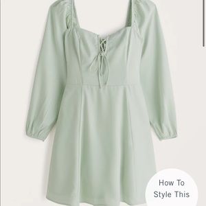Abercrombie & Fitch Long-Sleeve Lace-Up Flirty Mini Dress